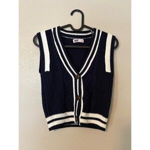 SO | V-Neck Sweater Vest (Navy and White)